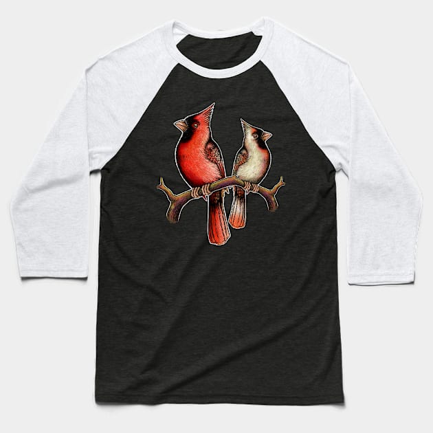 Red Cardinal bird male female Baseball T-Shirt by Artardishop